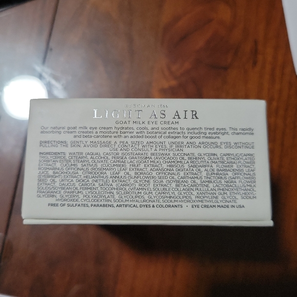 *SOLD* Brand New Beekman 1802 Light As Air Goat Milk Eye Cream 0.5oz fl Oz/15 mL - Picture 5 of 5